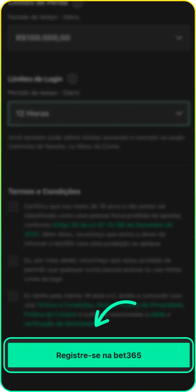 Conclua o registro com sucesso e finalize as etapas para criar uma conta na Bet365.
